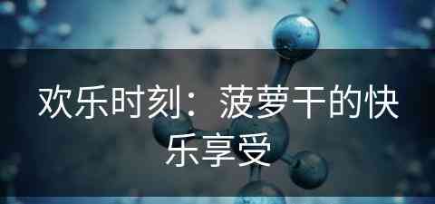 欢乐时刻：菠萝干的快乐享受